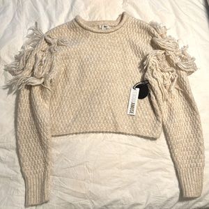Amuse Society Cream Fringe Sweater